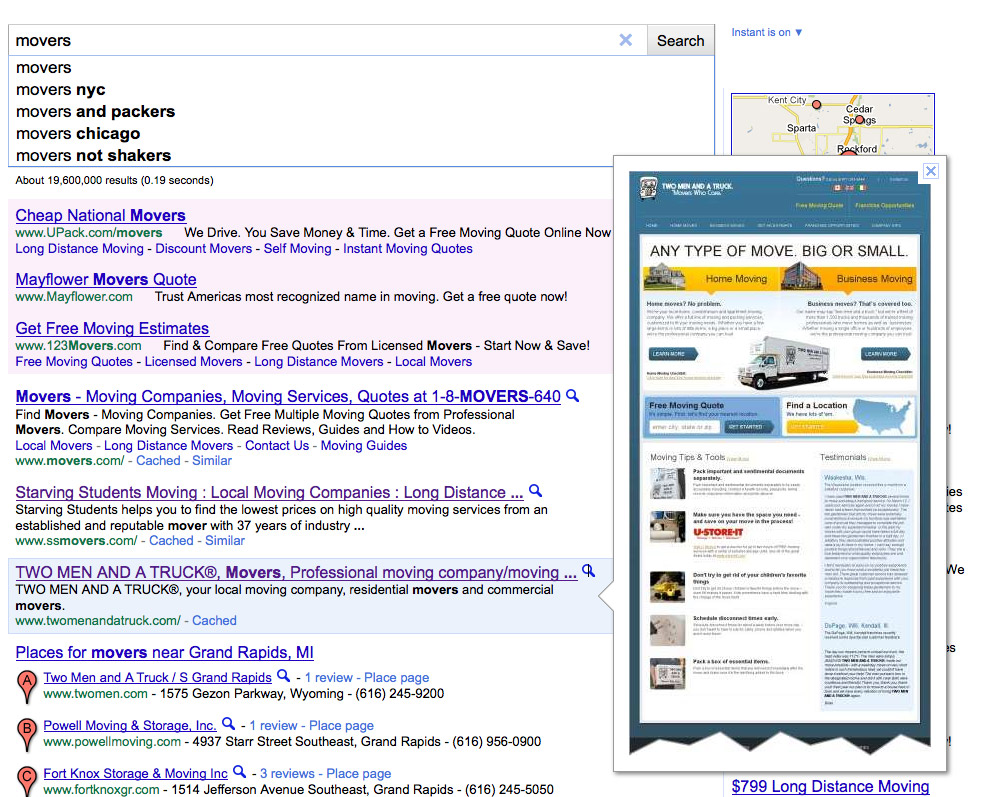 Google's Instant Preview covers up their PPC ads Google Instant Preview: PCC Coverup